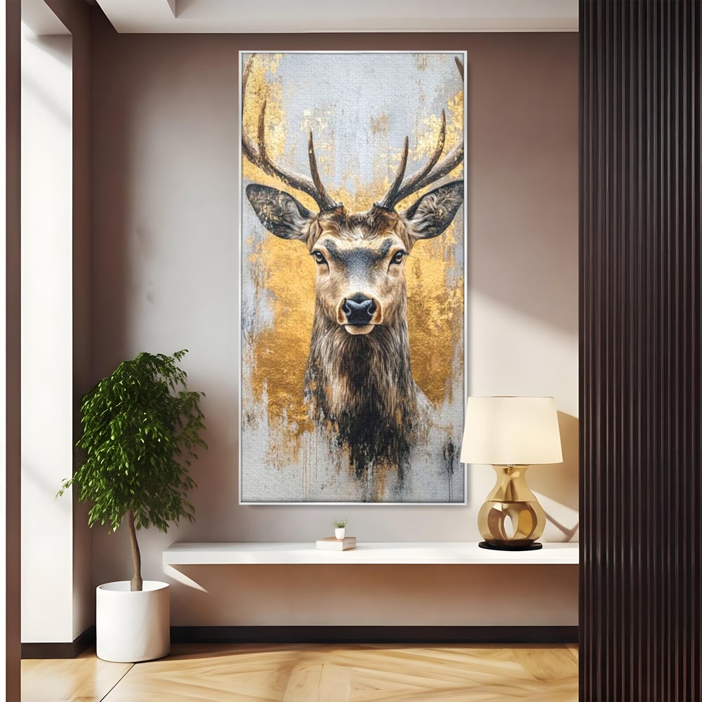 Tablou canvas cu tablou canvas cu cerb si accente aurii, in rama de aluminiu argintiu